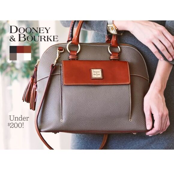 Dooney & Bourke Handbags - Dooney & Bourke Pebble Leather Aubrey Satchel Brown/Grey Gently Used